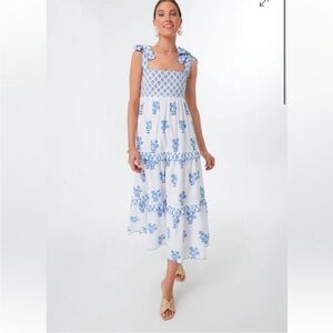 Blue Floral Sleeveless Dress